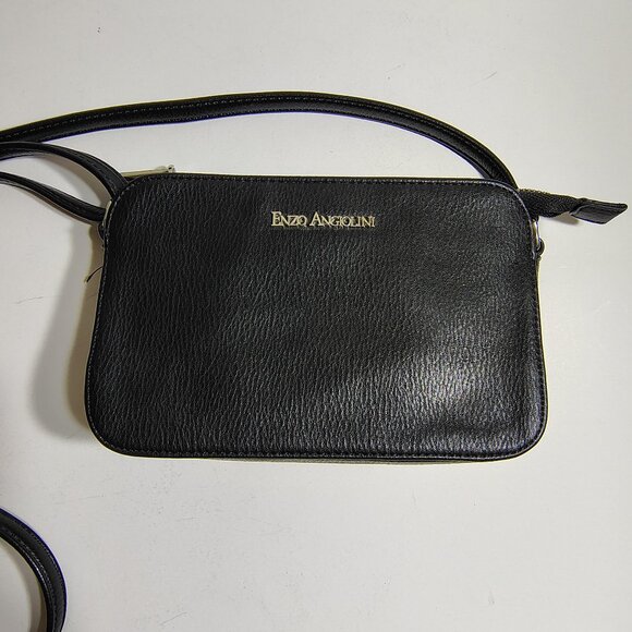 Enzo Angiolini Bag Black Pebbled Leather Small Crossbody Compact Minimalist - Picture 9 of 9